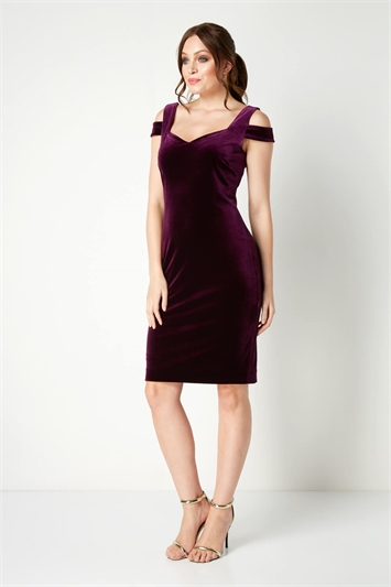 Velvet Cold Shoulder Dress 14010074
