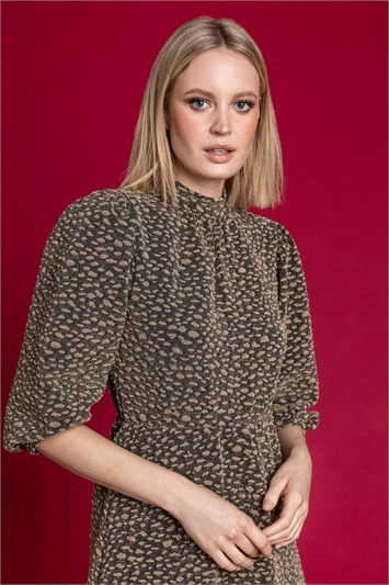 Shimmer Leopard Print Fit & Flare Dress 14202433