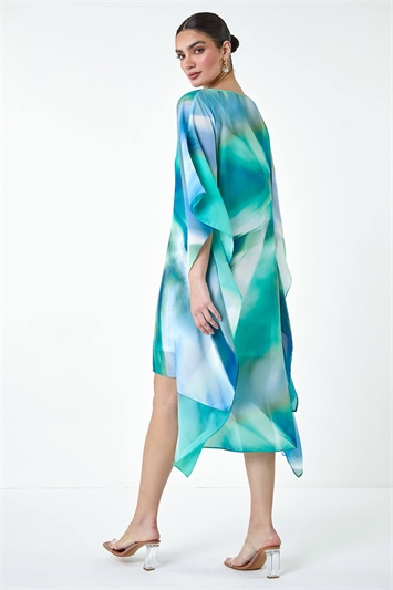 Abstract Print Chiffon Draped Tunic Dress 14417834