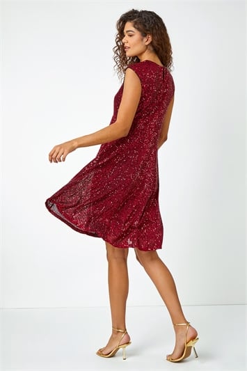 Sequin Twist Detail Cutout Stretch Dress 14329978