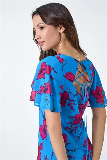 Floral Tiered Sleeve Chiffon Maxi Dress 14377509