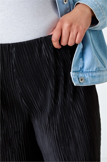 Curve Elastic Waist Plisse Culotte Trousers 18049108