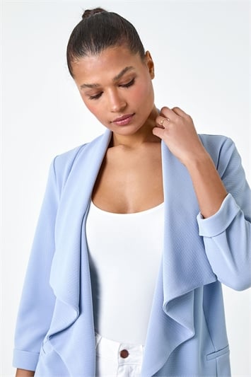 Textured Stretch Waterfall Front Jacket