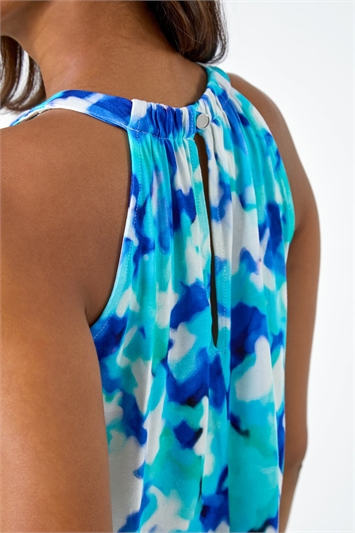 Abstract Print Stretch Halter Neck Top 19296509