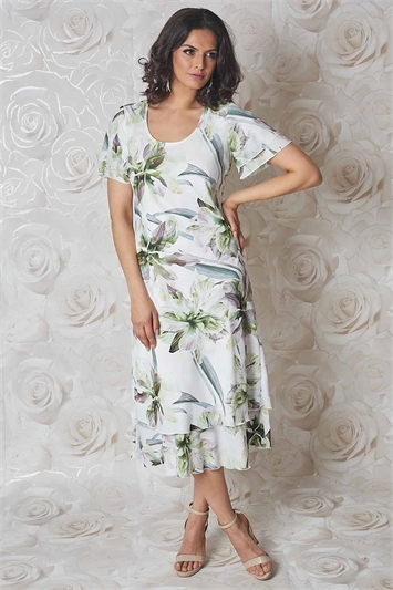 Julianna Tropical Print Chiffon Dress g9215lim