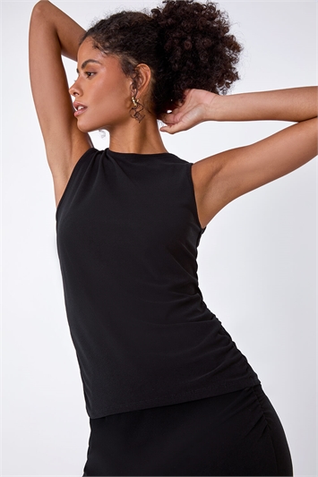 Ruched Detail Stretch Vest Top
