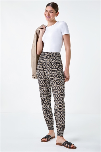Abstract Print Stretch Hareem Trousers 18065490