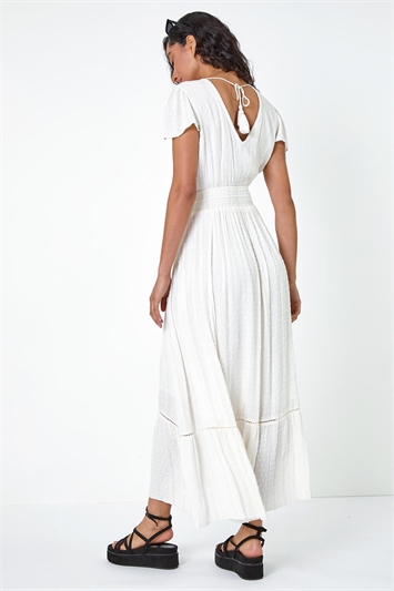 Button Front Shimmer Stripe Maxi Dress 14559138