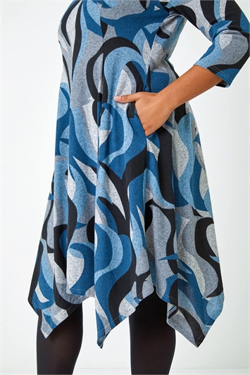 Curve Abstract Print Tunic Stretch Dress 14450809