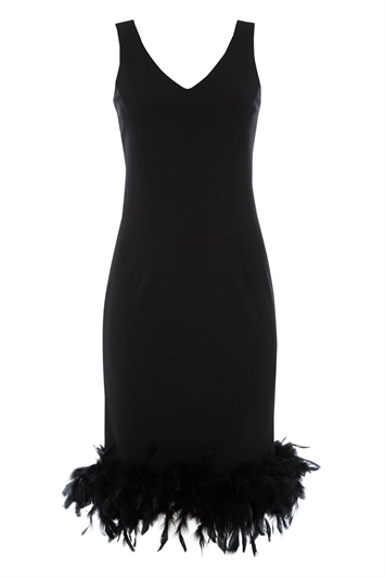 Fitted Feather Hem Dress 14017408