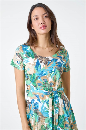 Tropical Print Belted Dress 14361534