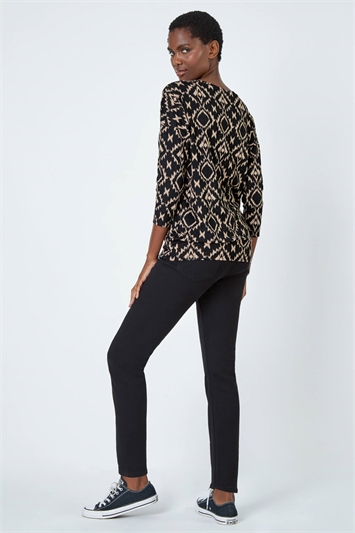 Abstract Print Stretch Blouson Top 19270959
