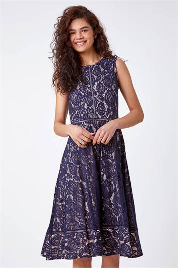 Fit And Flare Lace Midi Skater Dress 14026460