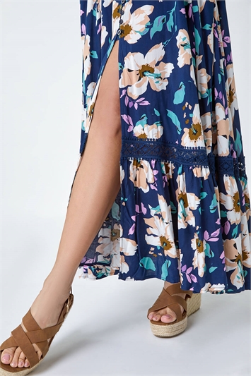 Floral Print Shirred Waist Maxi Dress 14492060