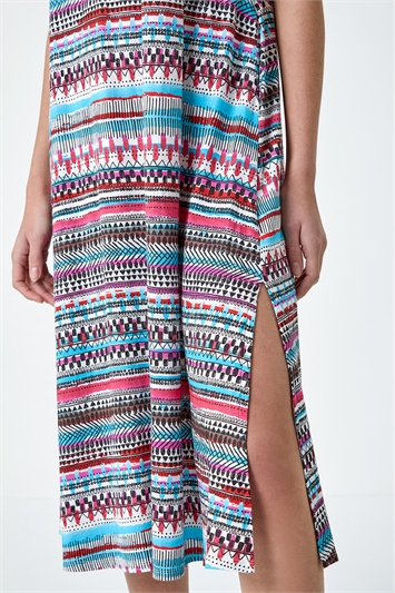 Aztec Stripe Stretch Pocket Midi Dress 14564772