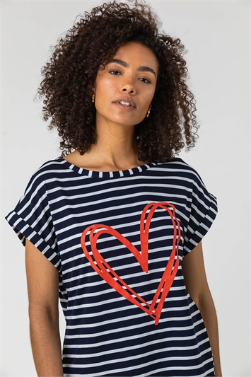 Stripe Print Heart T-Shirt 19106160
