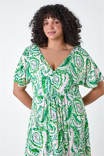 Curve Ruched Front Paisley Print Dress 14524334