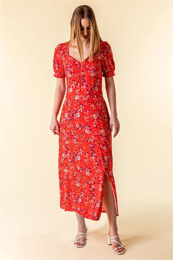 Ditsy Floral Ruched Maxi Dress 14140478