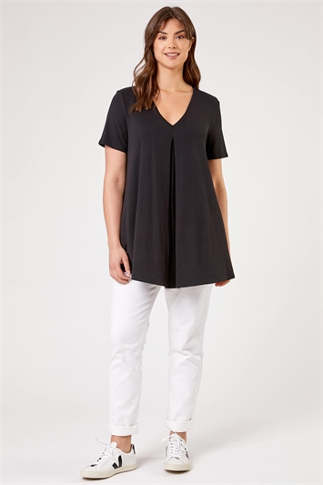 Curve Pleat Front Jersey Tunic Top 19178708