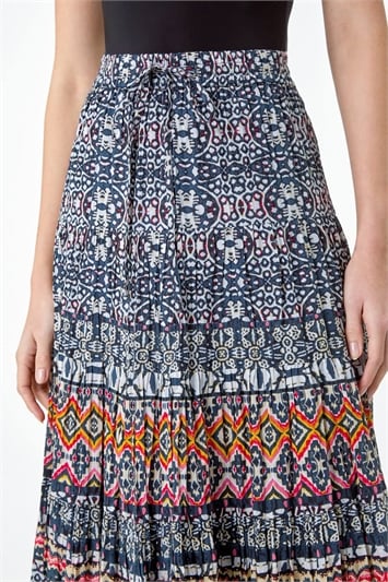 Aztec Crinkle Cotton Tiered Maxi Skirt 17047208