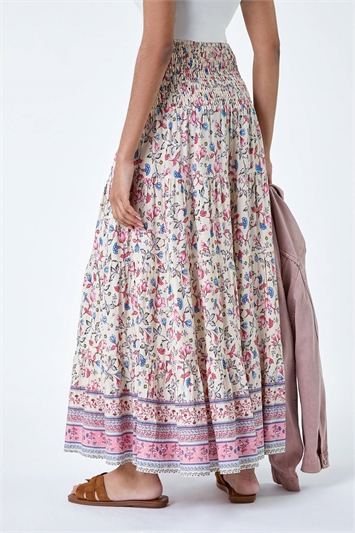 Floral Border Shirred Multiway Skirt Dress 17048146