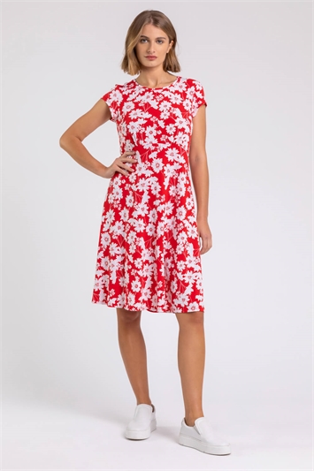 Floral Print Stretch Jersey Tea Dress 14227078