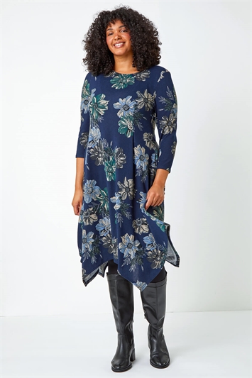 Curve Floral Print Tunic Stretch Dress 14450760