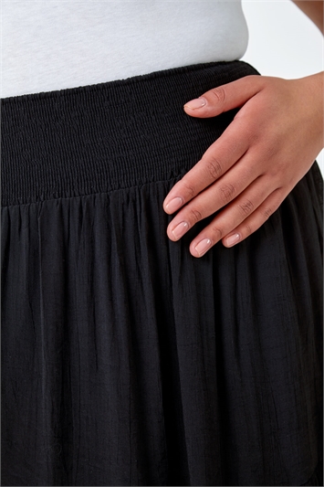 Curve Stretch Tiered Elastic Waist Maxi Skirt 17036608