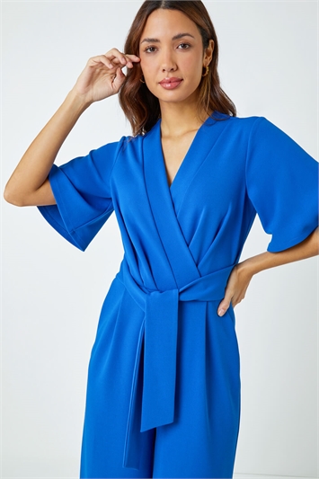 Angel Sleeve Cropped Wrap Jumpsuit 14255080