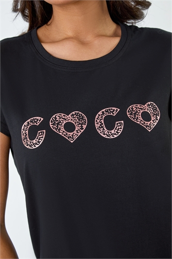 Metallic Foil 'Coco' Stretch T-Shirt lc190025