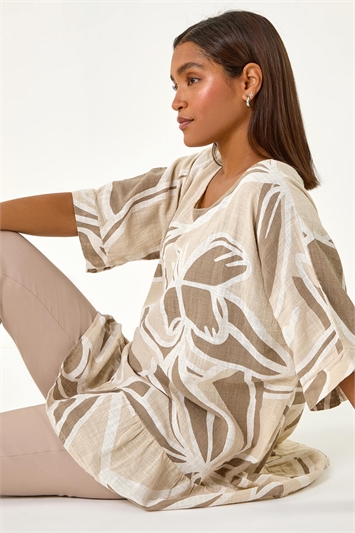Cotton Oversized Leaf Tunic Top