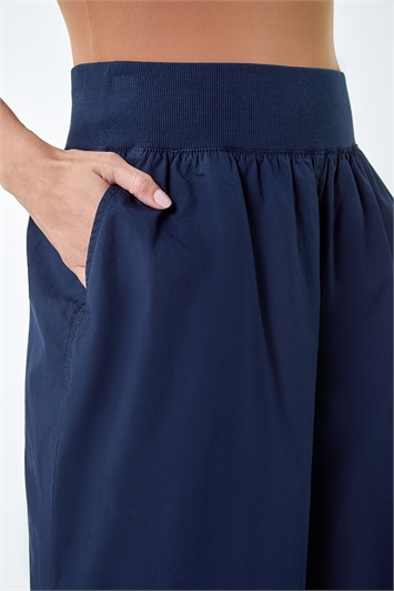 Elastic Waist Wide Leg Cotton Cropped Culottes 18054960
