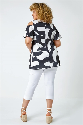 Curve Abstract Cold Shoulder Stretch Top 19234208