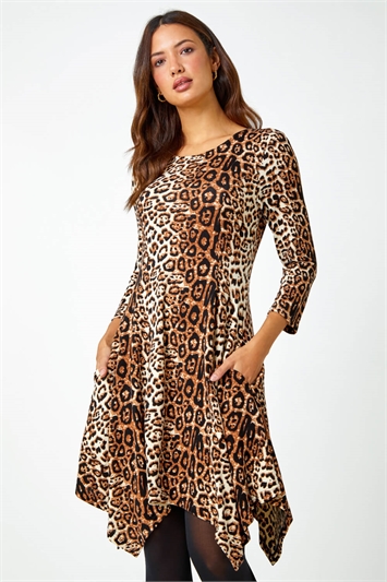 Leopard Print Swing Stretch Dress 14469906