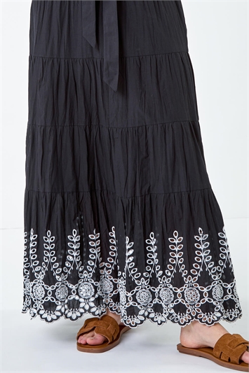 Cotton Broderie Tiered Maxi Skirt 17040608