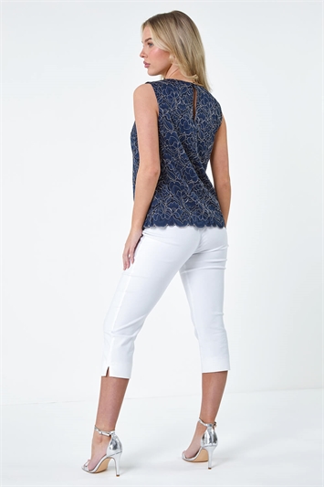 Petite Cotton Blend Lace Overlay Top 20159760