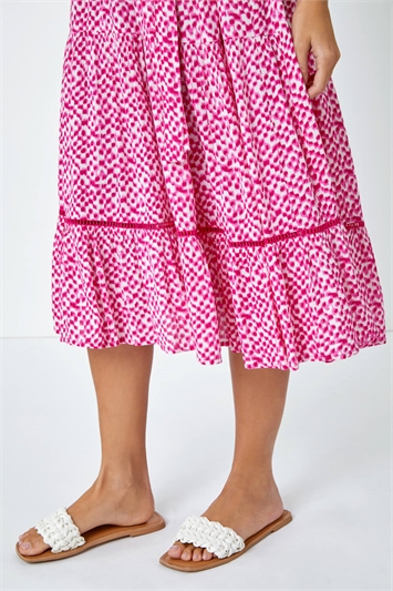 Sleeveless Spot Print Midi Dress 14481017