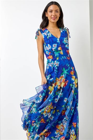 Floral Print Frill Detail Maxi Dress 14272509