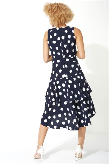 Spot Frill Tiered Belted Dress 14078760