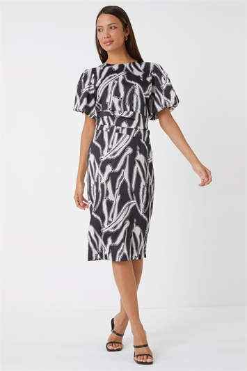 Abstract Print Ruched Stretch Dress 14456708