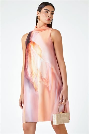 LIMITED Printed High Neck Shift Dress 14330569