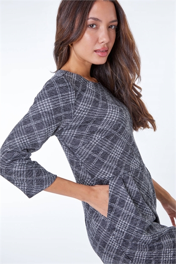 Checked Pleat Front Shift Dress 14280125