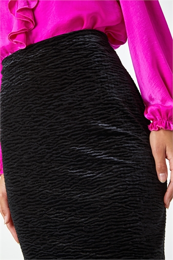 Textured Velvet Stretch Pencil Skirt 17039608