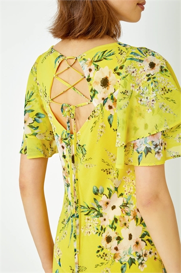 Floral Tiered Sleeve Chiffon Maxi Dress 14377696