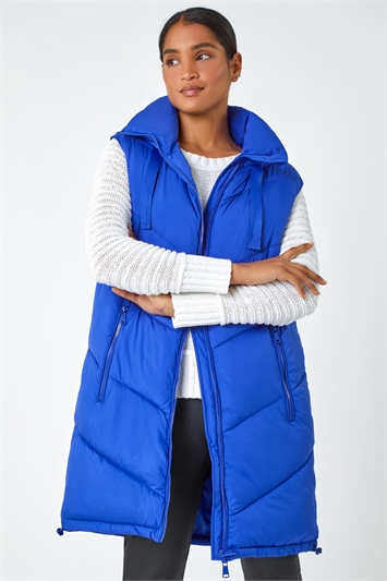Longline Quilted Hooded Gilet 12024080