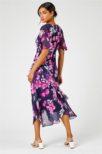 Floral Print Frill Detail Midi Dress 14236260
