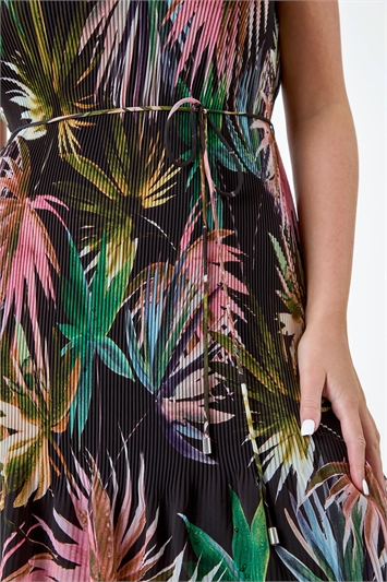 Petite Tropical Tie Detail Pleated Dress 14569008