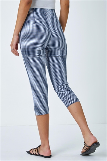 Gingham Elastic Waist Stretch Cropped Trouser 18011860