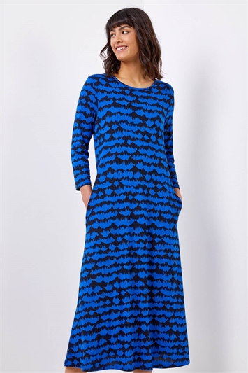Tie Dye Pocket Jersey Midi Dress 14290480