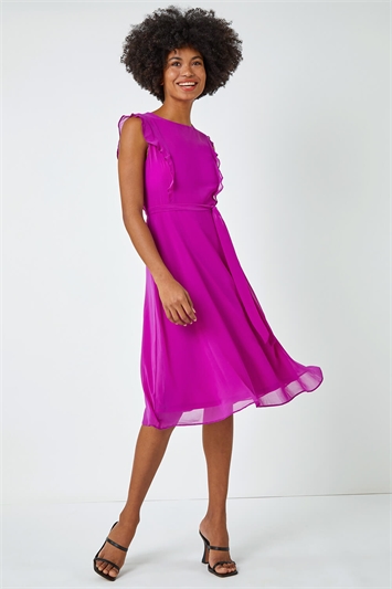 Sleeveless Frill Detail Chiffon Dress 14292676